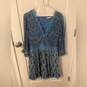 Alice + Olivia Blue Floral Lace Dress